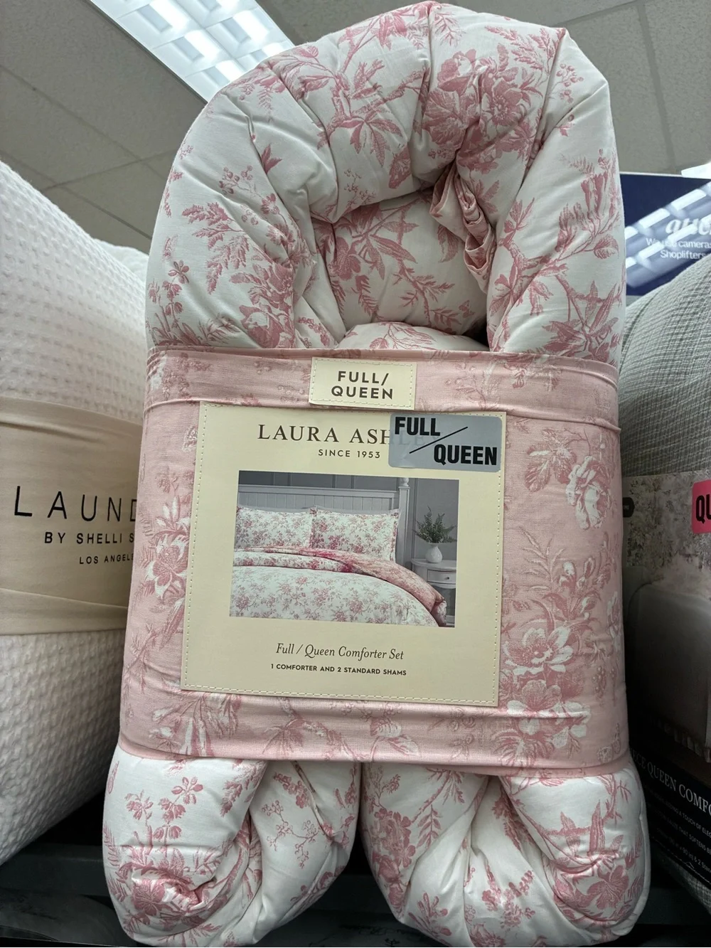 Laura Ashley Full/Queen Pink Floral Comforter Set